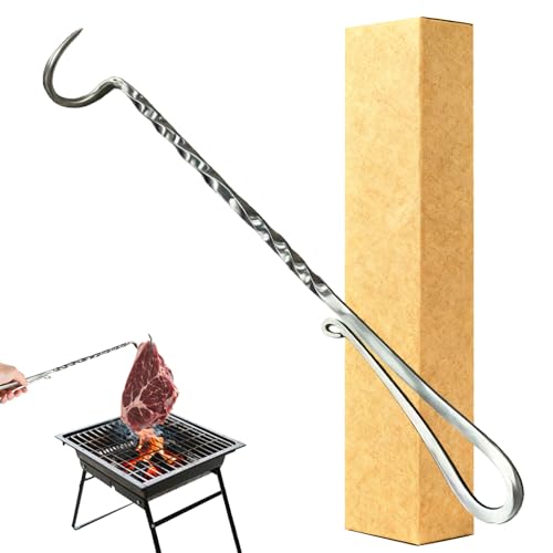 Meat Flipper Grill Hooks for Turning Heavy Duty Stainless Steel BBQ Turner Hooks with Long Handle for Flipping Ribs Pork Shoulder Roast on Smoker Grilling (Right Hand - B)