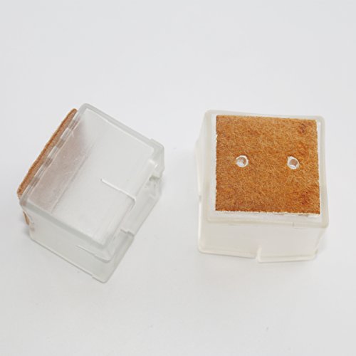 16Pcs Transparent Square Chair Leg Wood Floor Protectors Silicone Furniture Chair Legs Caps Covers With Felt Pads Fit 1-1/4 To 1-3/8 Inch (3.2-3.5Cm) #TOP4