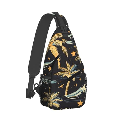 Morrales Sling con patrón de palma para viaje y outdoor miniatura 2