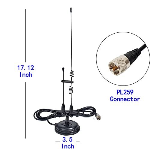 UAYESOK VHF UHF 2m/70cm Dual Band Mobile Radio Antenna Magnetic Base Aerial - PL259 Plug With 13ft(4m) RG-58 Coax Cable For Vehicel Car Bus Taxi Transceiver Police Scanner Ham Radio(Black) - Image 2