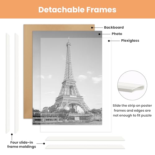Image of upsimples 12x16 Picture Frame White 3 Pack, Scratch-Proof Poster Frames 12 x 16 for Photo Gallery - Slide-In Strips, Horizontal or Vertical Wall Mounting