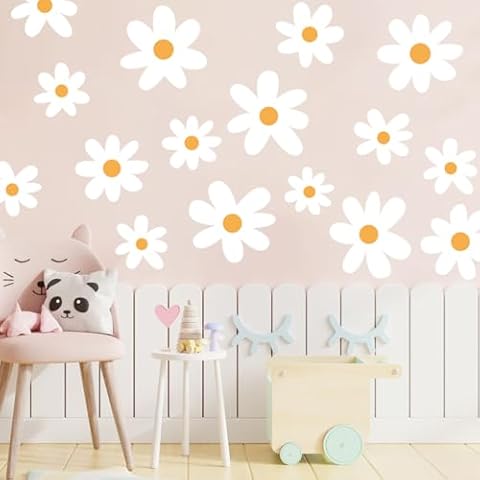 Runtoo White Daisy Wall Decals for Kids Cover