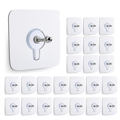 Image of 24 PCS Picture Hangers Without Nails, Wall Hangers Without Nails, Adhesive Wall Hooks, to use Inside Kitchen, Bathroom, Home and Office