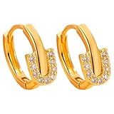 Elegantes y delicados pendientes de aro en forma de U con elegante diseño de oro/– perfectos para el día a día y como pendientes de champán, talla única, Cobre, Sin piedra preciosa