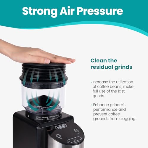 Gevi Coffee Hopper Bellow Compatible with Gevi Conical Burr Coffee Grinder & Espresso Machines, Silicone Coffee Hopper Blower for Burr Coffee Grinder, 2-in-1 Coffee Grinder Accessories, Hopper Hand Pressure Silicone Bellow to Clean & Collect Grounds