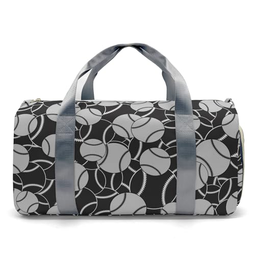 Gym Bags Custom Gray Balck Baseball Grey Duffel Bag with Name Adjustable Shoulder Strap Travel Bag for Teens2