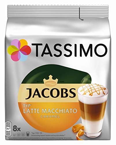 Tassimo Kapseln Jacobs Typ Latte Macchiato Caramel, 8 Kaffeekapseln für 8 Getränke