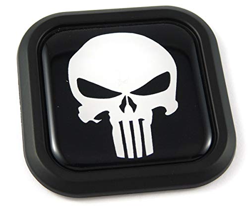 Emblema 3D Punisher Skull Cuadrado Negro de 2 Pulgadas para Parachoques