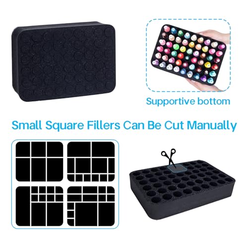Image of Nail Polish Organizer Holder Foam Pad with Slots for Storage 54 Bottles (15ml /0.5fl.oz) Nail Polish or Essential Oil Tray for Drawers Black