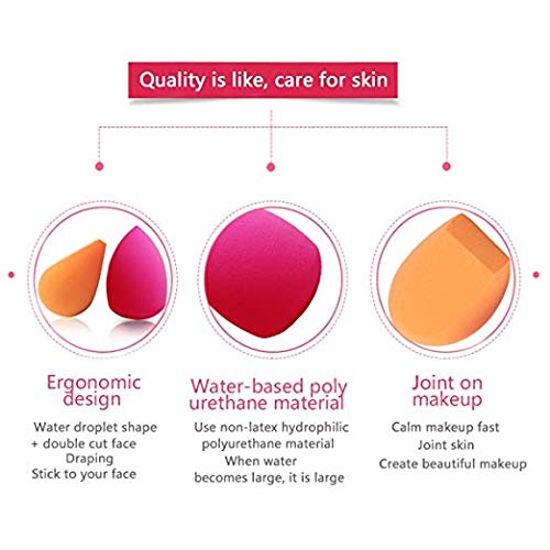Makeup Sponges, ESARORA 6 Pieces (3+3) Foundation Blending Sponges Flawless Makeup Blender for Liquid Creams and Powders - Multi Color and Saving Money Makeup Sponges