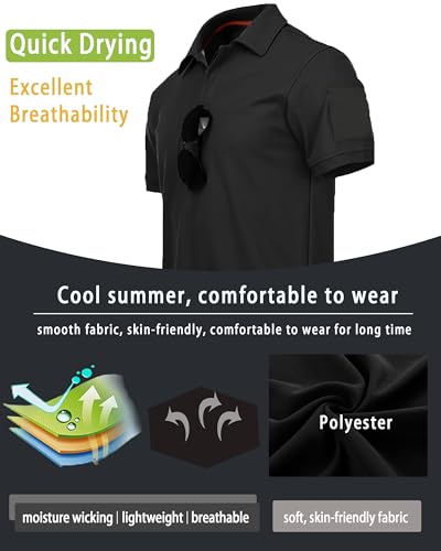 3 Pack Mens Polo Shirts Quick Dry Performance Short Sleeve Lightweight Golf Tactical Shirts Casual Collared T-Shirt3