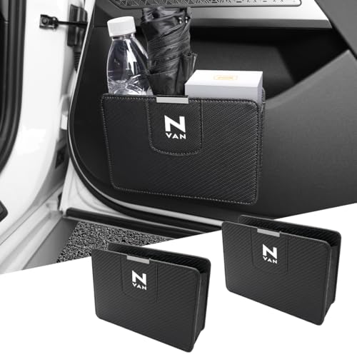 N-VAN 適用 車用 ゴミ箱 収納ボックス 小物入れ ごみ入れ 折り畳み式 NVAN JJ系 e: FUN L4 L 適用 車 多機能 ドア収納ケース 省スペース マグネット式 シートバック装着 取付簡単 カー アクセサリー(カーボン調・2個,N-VAN