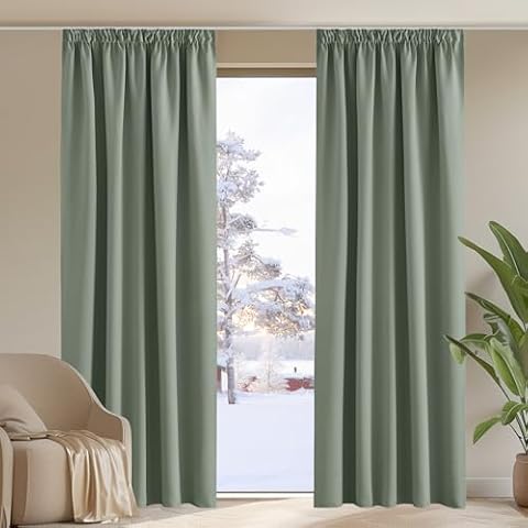 PONY DANCE Sage Green Pencil Pleat Curtains Cover