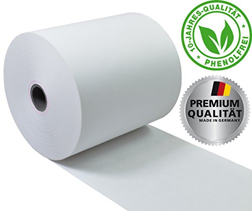 50 Stck. Thermorollen unbedruckt 80mm x 50m x 12mm [ØRolle 63mm] phenolfrei Drucker schonend 55g/m² Cover