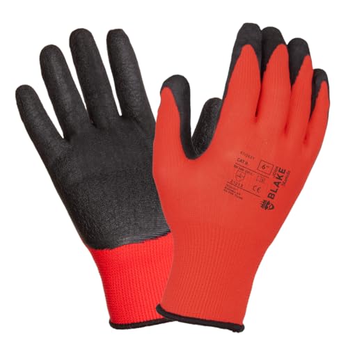 3Kamido JOHN BLAKE Gants de travail avec revêtement latex - Gants de montage solides antidérapants, jardin, réparation, industrie automobile, service automobile (12 Paires, 9 L)