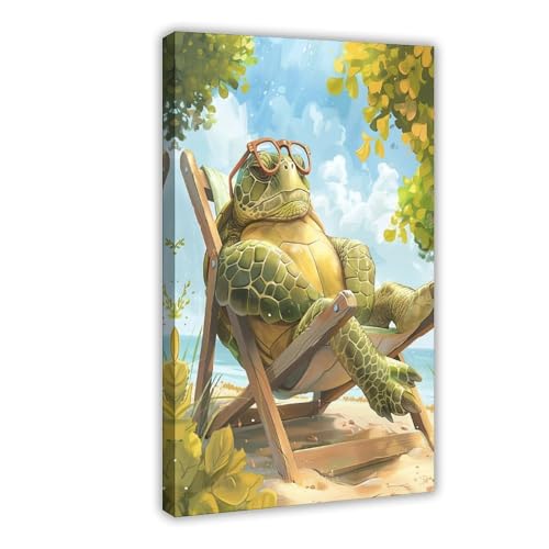 Toile tortue transat de plage : impression d'art salon de qualité