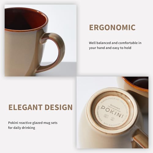 Image of Pokini Coffee Mug 14oz, Coffee Mugs Set of 4, Cups for Latte Tea Cappuccino