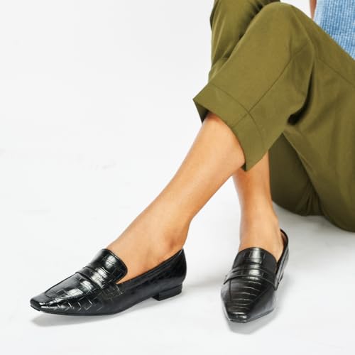 Image of C.Paravano Loafer Women Penny Loafers Flat Shoes for Women Slip On Shoes Crocodile-Embossed