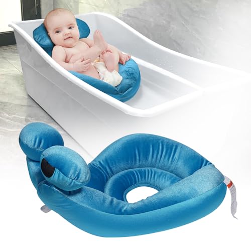 Image of EASICOZI Cute Shape Baby Bath tub, Soft Sink Bather, New Born Bath Mat (Blue)