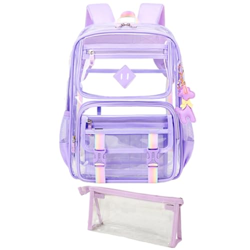 2 Stück Klares Rucksack Set für Teen Mädchen - Transparente PVC...