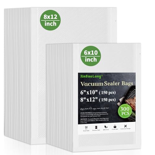 Image of Vacuum Sealer Bags, 8 inchx12 inch Quart & 6 inchx10 inch Pint, 300 Pcs | Commercial Grade, BPA Free, Sous Vide Cooking Compatible, Puncture Prevention, Customizable Size, Kitchen Essentials