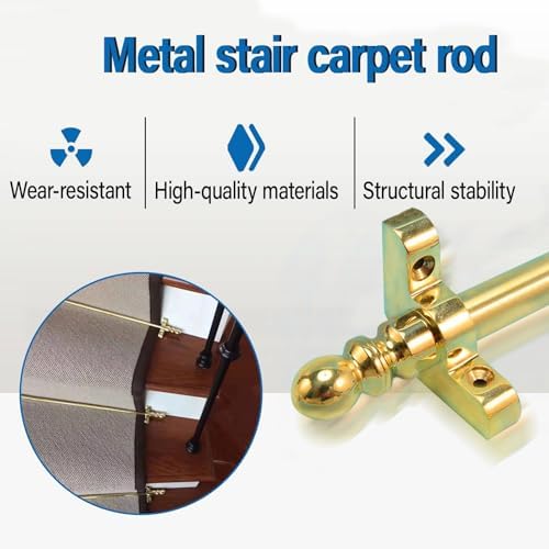 15 Pcs Metal Stair Rods for Carpet Runners, 28in/71cm with Holders, Durable Hardware to Secure Rugs, Perfect for Home Staircase Décor & Safety