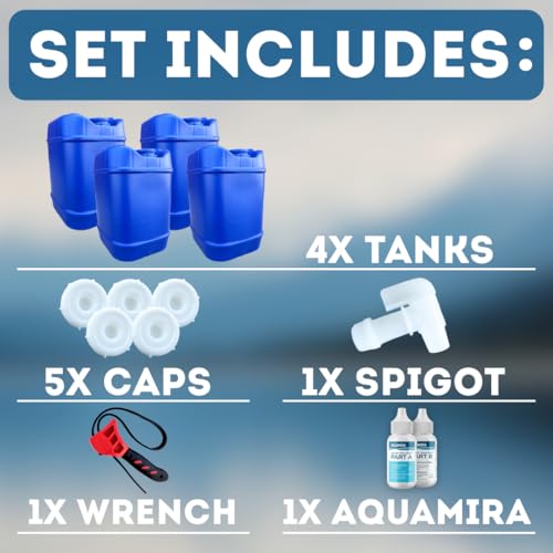 5-Gallon Stackable Water Storage Containers, Water Treatment,5 Gallons Each w/Lids + Spigot, Easy Fill, Survial Supply Emergency Water Storage for Disaster Preparedness, 20 Gallon (4 Tanks) - Image 3