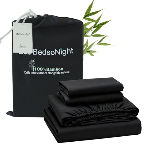 Image of 100% Viscose Derived from Bamboo Sheet Set, Natural Breathable Moisture-Wicking for Hot Sleepers, 18 inch Deep Pocket, 4 Piece