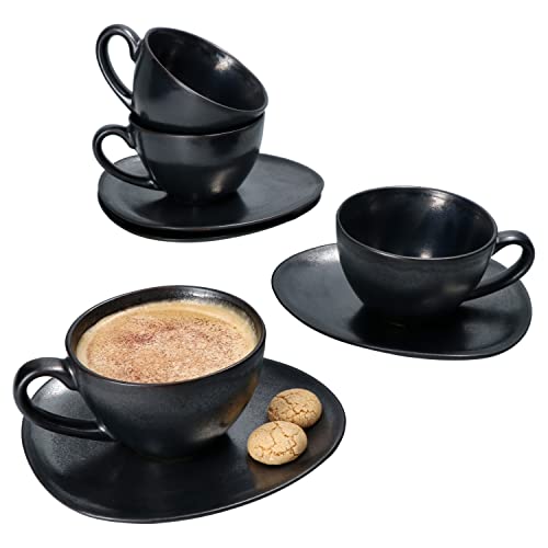 Alvinlite Edelstahl-Kaffeetassen-Set – Doppelwandig, Mit Untertasse & Löffel – Silber, 300 G, 77x56 Mm
