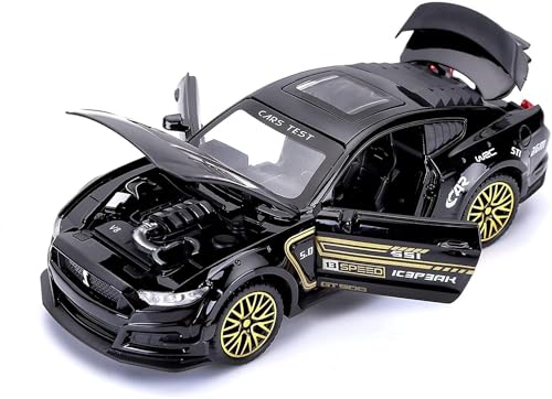 Image of 1:32 Scale Mustang GT500 Toy Car | Metal Pullback Diecast Car for Kids with Openable Doors, Sound, Light Effects Toy for Car Enthusiasts (Color As Per Available)