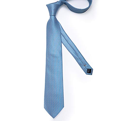 Image of DiBanGu Mens Solid Color Tie and Pocket Square Set Woven Silk Plain Necktie & Handkerchief for Men Wedding Party Formal