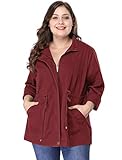 Agnes Orinda Women's Plus Size Jackets Lightweight Anorak Drawstring Utility Jacket Valentines 4X...
