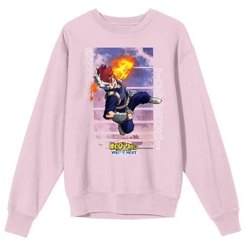 My Hero Academia: You're Next (Movie 4) - Shoto Todoroki, Logo text, Sky Background on Cradle Pink Adult Crew Neck Sweatshirt