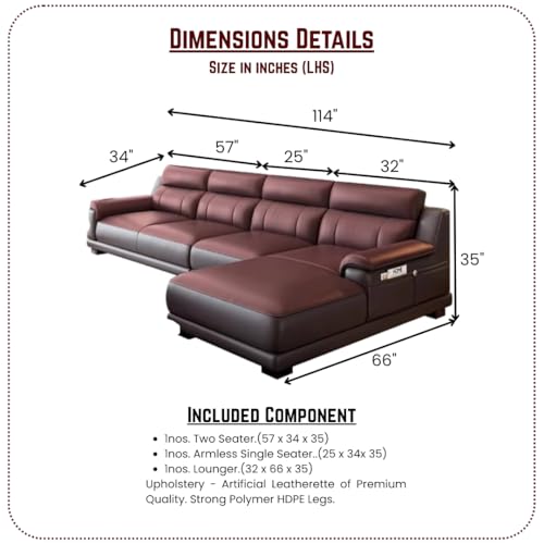 Image of Homax. Poppins Solid Sal Wood Italian Luxury High-End Villa Living Room L-Shape Sectional Modular Sofa Set in Leatherette Orientation LHS - Beige