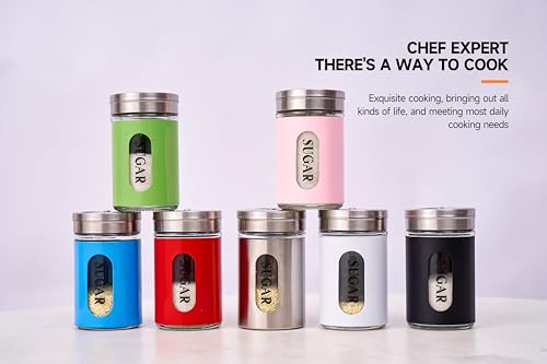 image for STJKBDFC Sugar Shaker Duster Stainless Steel and Glass Set with Adjust