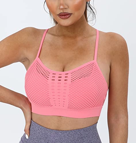 Image of AKAMC Women's Cross Back Sport Bras,Adjustable Straps Padded Criss Cross Cropped Bras for Yoga Workout Fitness