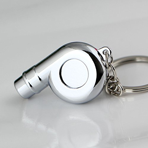 Image of maycom Creative Spinning New Chrome Polished Silver Turbo Turbocharger Keychain Key Chain Ring Keyring Keyfob,make Whistle Sound