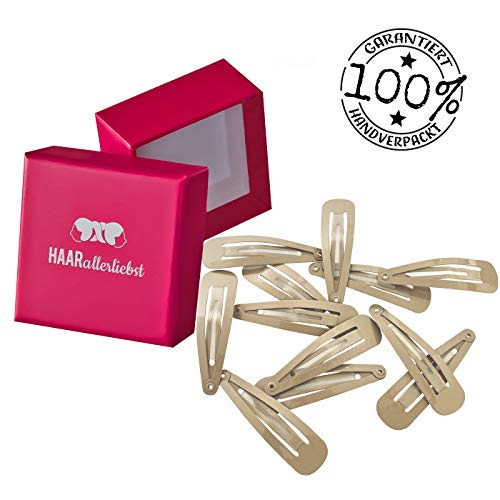 HAARallerliebst More Grip Non-Slip Hair Clips (12 Pieces, Beige, Approx. 5 cm) for Blonde Hair Including Storage Box (Box Colour: Pink) - Image 3