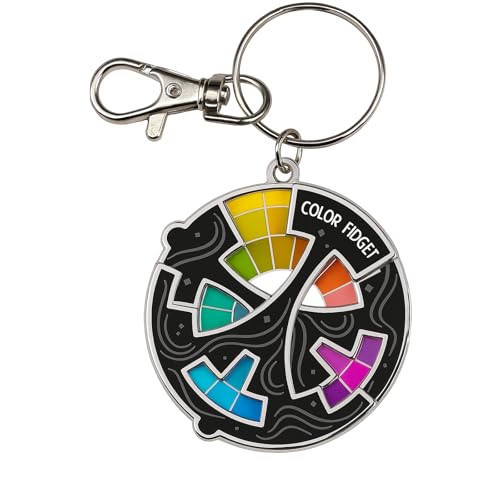 JWIGP Creative Color Wheel Enamel Keychain Smooth Spinning Wheel Keyring Adjustable Vibrant for Backpacks Fidget Jewelry (Keychain)