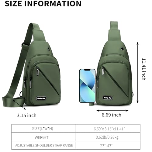 Seoky Rop Sling Bag for Men Women, Small Nylon Crossbody Bag Trendy, Casual Shoulder Chest Bag for Travel Running Hiking Army Green3