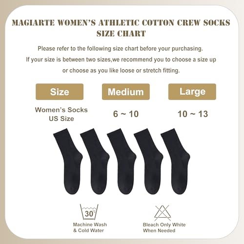 Image of MAGIARTE Womens Athletic Cotton Crew Socks Moisture Wicking Breathable Sports Casual Socks for Women 3 /5-PACK