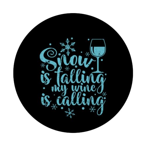Snow is falling my Wine is calling Winter PopSockets Swappable PopGrip, Black - Image 3