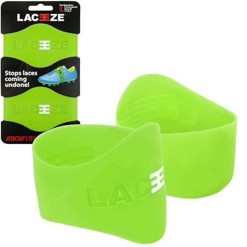 LACEEZE Original Bands As Seen on Dragons Den Ribbed Technology Secure Laces Prevents Unraveling Fits Shoe Size C13 UK 6.5 Green Ideal for Sports Shoes Football Rugby Hockey