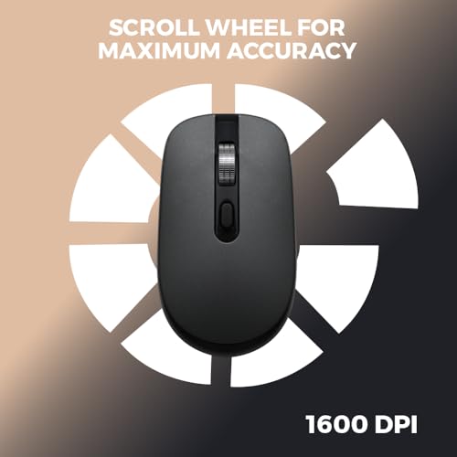 Image of Trands TR-MU8564 Wireless Bluetooth Mouse & 2.4GHz Dual Mode, Rechargeable Mouse 500mAh, Ergonomic Design with Metal Scroll, DPI Adjustable 800 /1200 /1600, Windows, Mac Laptop & PC Compatible (Black)