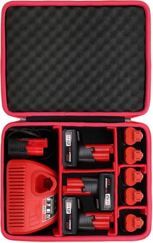 Khanka Hart Lagerung Box Halter,Etui Tasche für Bosch/Einhell Power X-Change 12V 18V 40V Akku und Ladegerät - Hält 12V 18V 40V 2.0/2.5/3.0/4.0/5.0/6.0-Ah Akku, Ladegerät.(Leeres Etui)