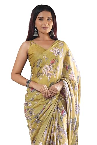 Image of MIRCHI FASHION Women Saree Chiffon Floral Printed | Breathable Lightweight Sari for Regular Home and Office Wear with Blouse Piece