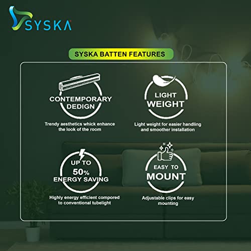 Image of SYSKA T5 24W 6500K LED Tube Light Aluminium Body (White, Pack of 4)