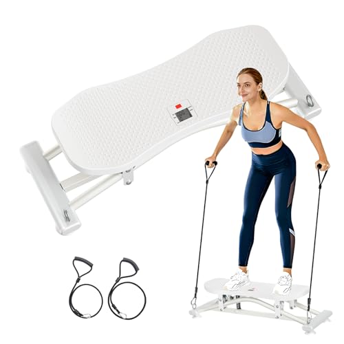 Image of ZCMHAXJ Balance Board for Adults, Ski Machine Exercise Equipment with Resistance Bands, Rock Stepper Featuring LCD Monitor, Portable Wobble Board or Full Body Workout at Home Gym