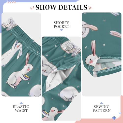 ZZXXB Lovely Bunny Print Boys Long Pants Soft Trousers Elastic Waist Kids Lounge Bottoms with Pockets S-XL4