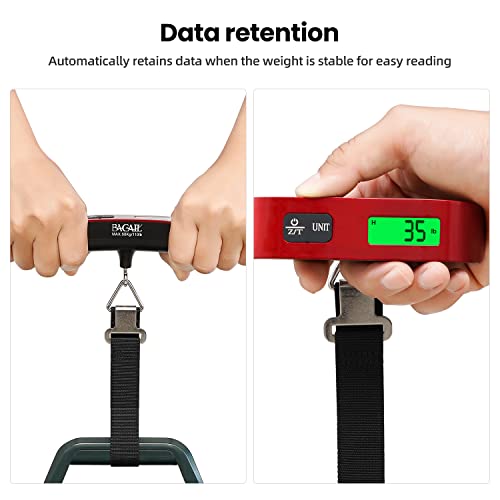 Image of BAGAIL Digital Luggage Scale, 110lbs Hanging Baggage Scale with Backlit LCD Display, Portable Suitcase Weighing Scale, Travel Luggage Weight Scale with Hook, Strong Straps for Travelers